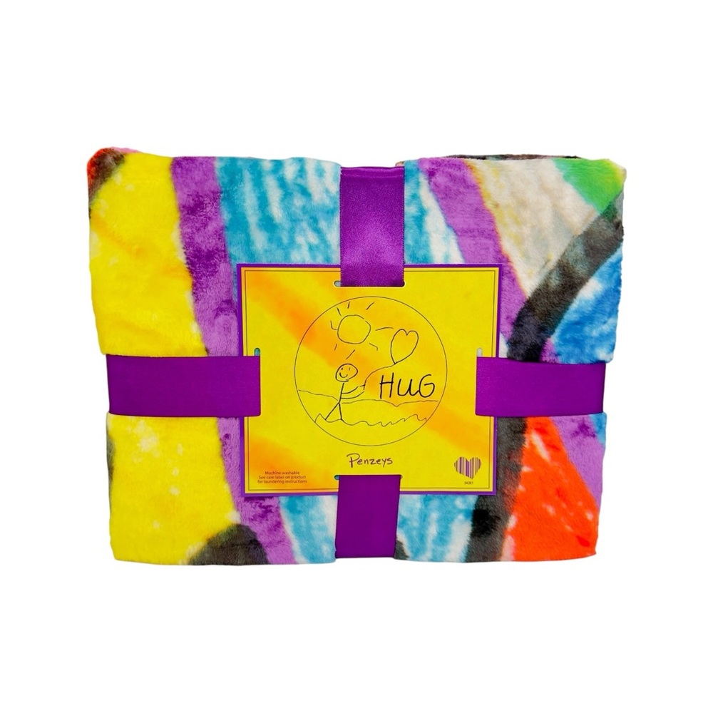 Penzeys Tie Dye Hug Blanket Fleece Throw 50x60 New Colorful Soft Cozy Plush